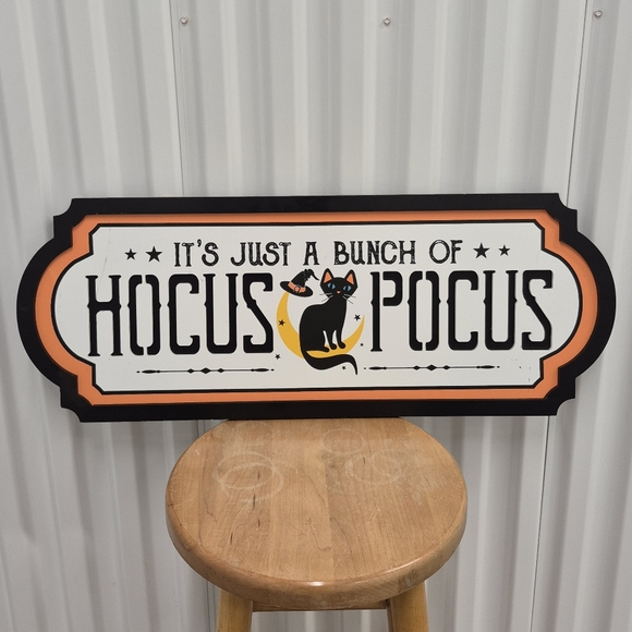 Hocus Pocus Extra Large Wooden Halloween Sign with Black Cat - Picture 1 of 5